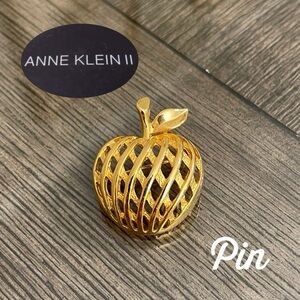 Vintage Anne Klein II Gold-tone Apple Lapel Pin